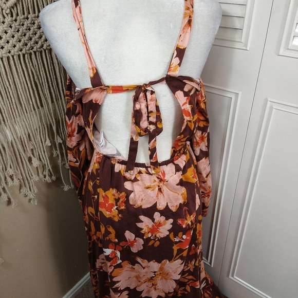Some days lovin' floral cold shoulder maxi cut out size xs boho gypsy dress - Picture 10 of 13